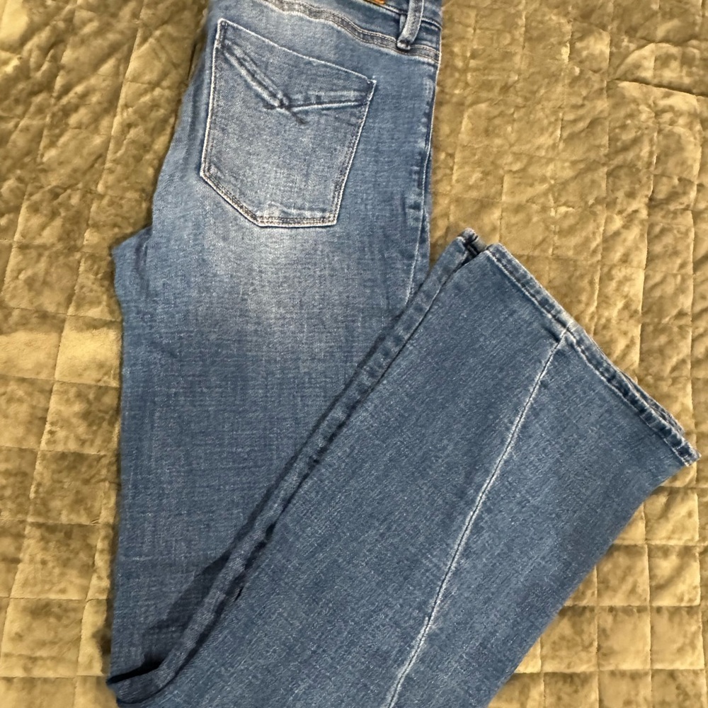 Blue Flare Leg Jeans with Natural Fading